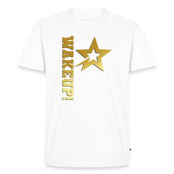 Wakeup Gold Star Limited Edition Tee - Men's Premium Organic T-Shirt - white - Front - Nico (187cm)