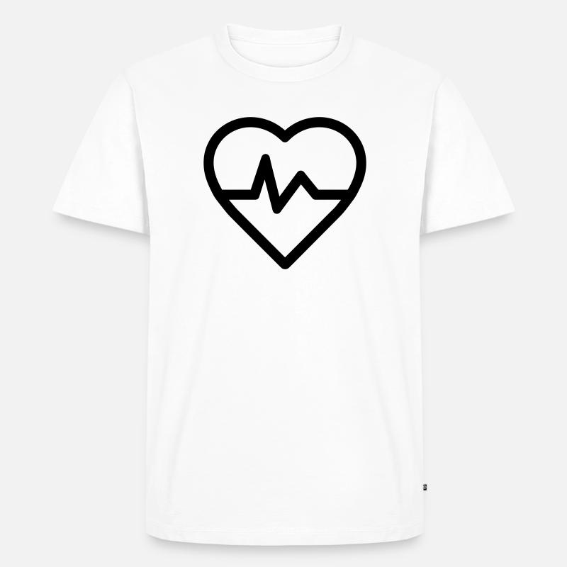 Herzfrequenz - Männer Premium Bio T-Shirt - Weiß
