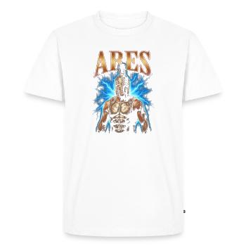 Arès Guerrier à la foudre - T-shirt Premium bio Homme - blanc - Devant - Nico (187cm)
