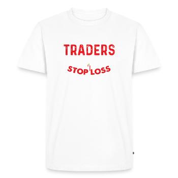 5 Traders sur 4 Move Stop Loss Humour - T-shirt Premium bio Homme - blanc - Devant - Nico (187cm)
