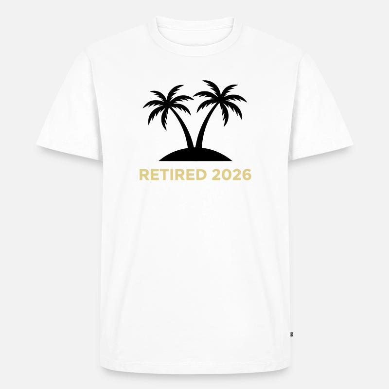 Retired 2026 Rente Palmen Logo - Männer Premium Bio T-Shirt - Weiß
