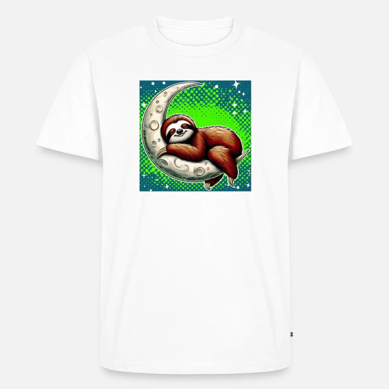 Faultier schläft auf dem Mond - Männer Premium Bio T-Shirt - Weiß
