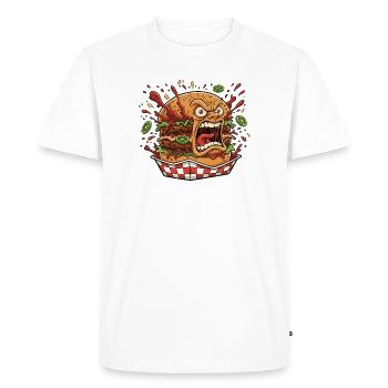 Éclaboussure de burger en colère - T-shirt Premium bio Homme - blanc - Devant - Nico (187cm)