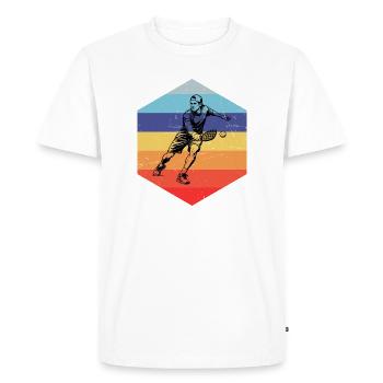 Idée de cadeau communautaire Pickleball pour la fête des pères - T-shirt Premium bio Homme - blanc - Devant - Nico (187cm)