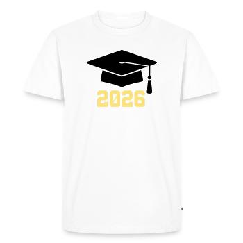 Diplômé 2026 Bachelor Hat - T-shirt Premium bio Homme - blanc - Devant - Nico (187cm)