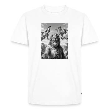 Selfie de Zeus avec les Dieux - T-shirt Premium bio Homme - blanc - Devant - Nico (187cm)