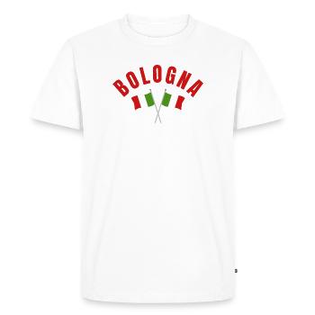 Bologna Emblem with Crossing Italian Flags - Men's Premium Organic T-Shirt - white - Front - Nico (187cm)