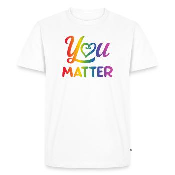 Citation de la fierté LGBTQ arc-en-ciel You Matter Design - T-shirt Premium bio Homme - blanc - Devant - Nico (187cm)