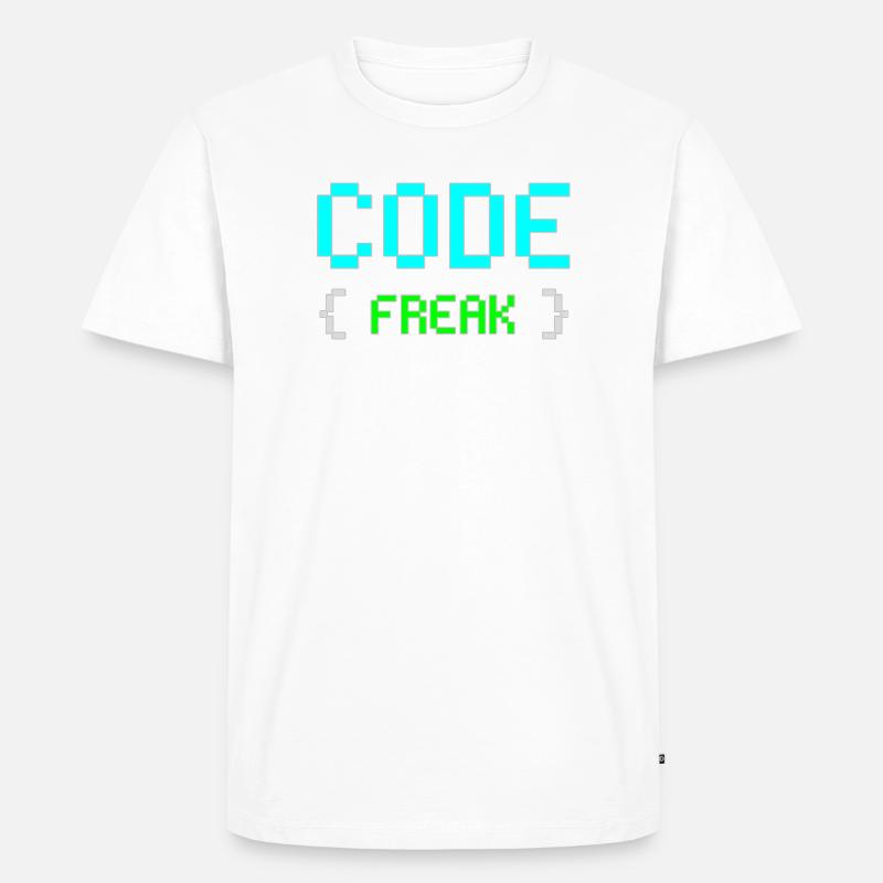 Pixel Code Freak Neon Tee - Männer Premium Bio T-Shirt - Weiß