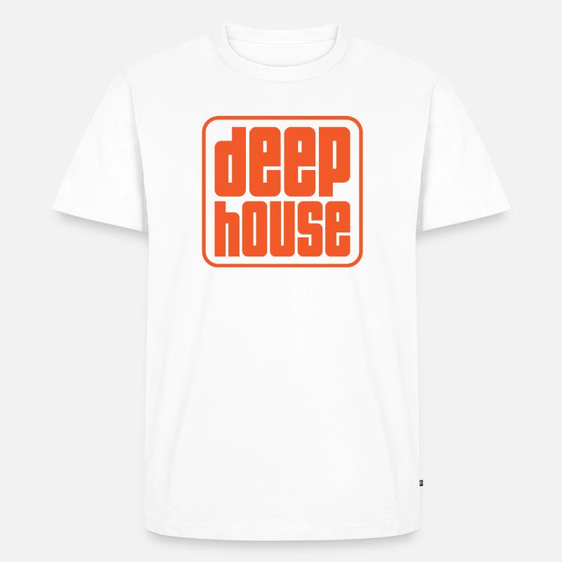 Deep House Retro Bold Logo - Männer Premium Bio T-Shirt - Weiß