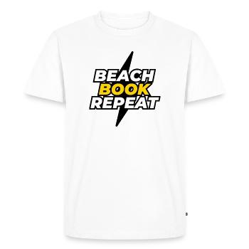 Répétition du livre de plage - T-shirt Premium bio Homme - blanc - Devant - Nico (187cm)
