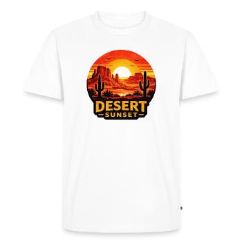 Aventure : Paysage de cactus au coucher de soleil dans le désert - T-shirt Premium bio Homme - blanc - Devant - Nico (187cm)