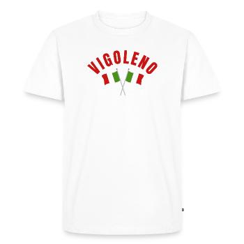 Vigoleno Crossed Italian Flags - Men's Premium Organic T-Shirt - white - Front - Nico (187cm)