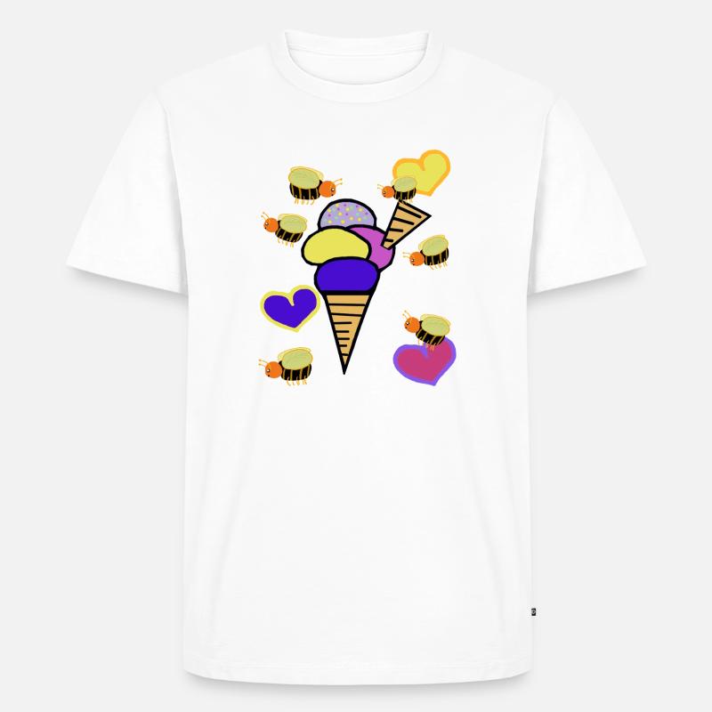 Retro Eis Eiskrem Eiscreme Bienen - Männer Premium Bio T-Shirt - Weiß