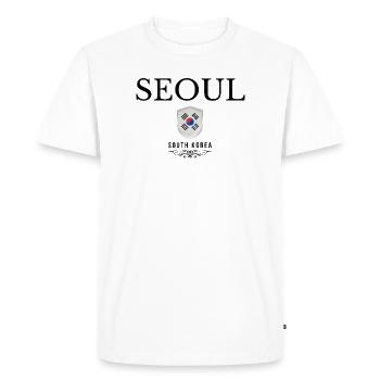 Souvenir de Séoul, design élégant Séoul - T-shirt Premium bio Homme - blanc - Devant - Nico (187cm)