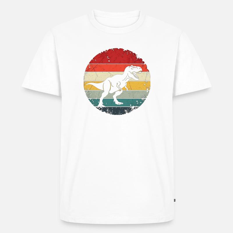 Dinosaurier-Geschenk – Retro-Dinosaurier-Dino-Dinosaurier - Männer Premium Bio T-Shirt - Weiß
