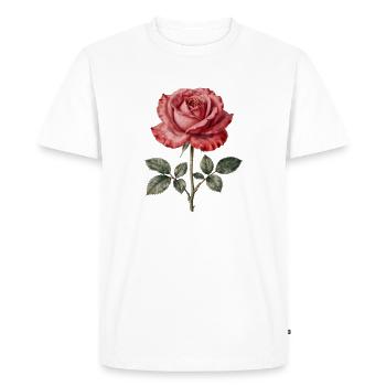Rose Écarlate Vintage Minimal - T-shirt Premium bio Homme - blanc - Devant - Nico (187cm)