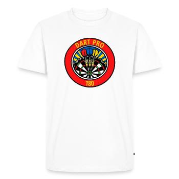 Dart Pro 180 Logo Emblem - Men's Premium Organic T-Shirt - white - Front - Nico (187cm)