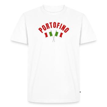 Emblème de Portofino croisant les drapeaux italiens - T-shirt Premium bio Homme - blanc - Devant - Nico (187cm)