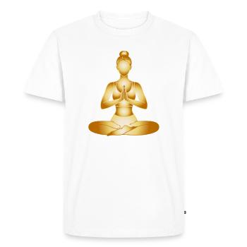 Golden Yoga Woman Meditation Luxury Design - Men's Premium Organic T-Shirt - white - Front - Nico (187cm)