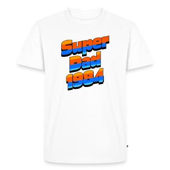 Super Papa 1984 – Cadeau de fête des pères au style rétro des années 80 - T-shirt Premium bio Homme - blanc - Devant - Nico (187cm)
