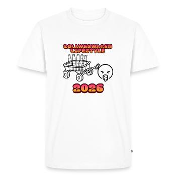 Mode de vie en charrette à main 2026 – Tournée rétro de la fête des pères - T-shirt Premium bio Homme - blanc - Devant - Nico (187cm)