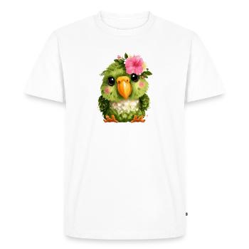 Spring Parrot with Floral Wreath - Men's Premium Organic T-Shirt - white - Front - Nico (187cm)