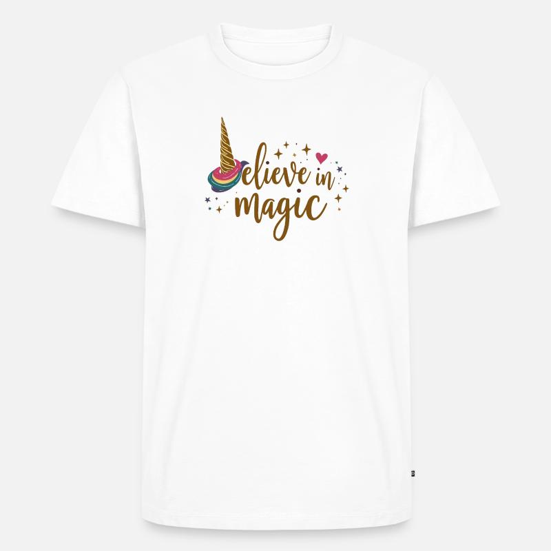 Glaube an Magie Einhorn - Männer Premium Bio T-Shirt - Weiß