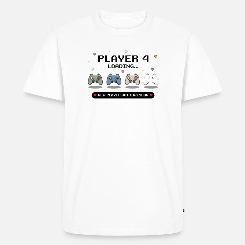 Player 4 Loading - Baby Announcement - Männer Premium Bio T-Shirt - Weiß