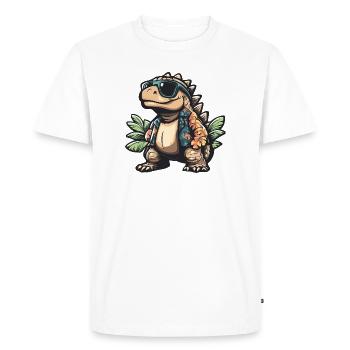 Vacances de bandes dessinées Dinosaur Stegosaurus - T-shirt Premium bio Homme - blanc - Devant - Nico (187cm)