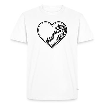 Cœur personnalisable avec forêt, sentier de randonnée - T-shirt Premium bio Homme - blanc - Devant - Nico (187cm)