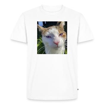 Portrait de chat aux yeux violets - T-shirt Premium bio Homme - blanc - Devant - Nico (187cm)