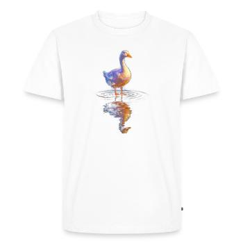 Canard aquarelle au bord de l’étang - T-shirt Premium bio Homme - blanc - Devant - Nico (187cm)