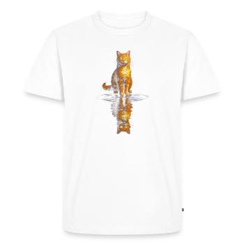 Orange cat artist at the water level - Men's Premium Organic T-Shirt - white - Front - Nico (187cm)