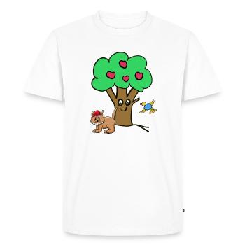 Pommier Chat Oiseau Enfants Jardin Nature - T-shirt Premium bio Homme - blanc - Devant - Nico (187cm)