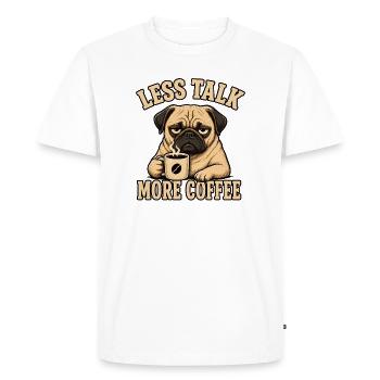 Carlin Dog Coffee Shirt Drôle de Diction - T-shirt Premium bio Homme - blanc - Devant - Nico (187cm)