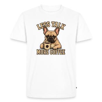 Chemise French Bulldog Coffee Inscription - T-shirt Premium bio Homme - blanc - Devant - Nico (187cm)