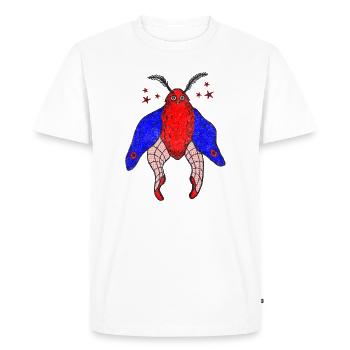 Papillon rouge aux ailes bleues - T-shirt Premium bio Homme - blanc - Devant - Nico (187cm)