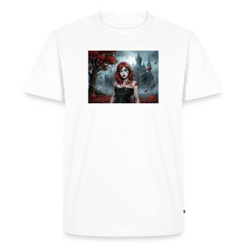 Femme gothique rousse dans la magie d’automne - T-shirt Premium bio Homme - blanc - Devant - Nico (187cm)