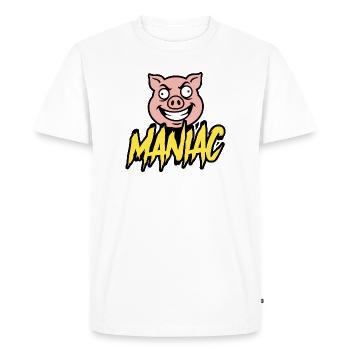 Maniac Crazy Pig Design de mascotte drôle - T-shirt Premium bio Homme - blanc - Devant - Nico (187cm)