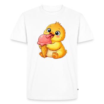 Glace au poulet au poulet Kawaii Glace de caneton - T-shirt Premium bio Homme - blanc - Devant - Nico (187cm)