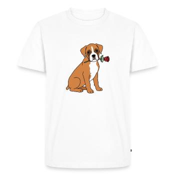Petit chien boxer mignon Valentine Rose chiot propriétaire - T-shirt Premium bio Homme - blanc - Devant - Nico (187cm)
