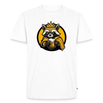 Raccoon Bière Drôle - T-shirt Premium bio Homme - blanc - Devant - Nico (187cm)