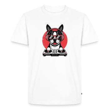 DJ Bulldog avec des écouteurs Musique cool Chien pour - T-shirt Premium bio Homme - blanc - Devant - Nico (187cm)