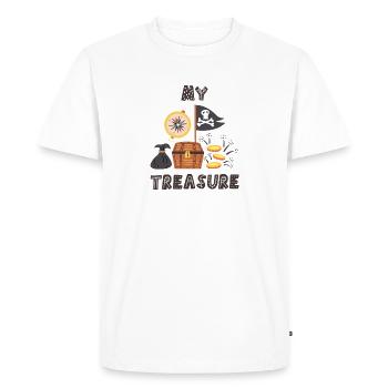 Le Trésor du Pirate - T-shirt Premium bio Homme - blanc - Devant - Nico (187cm)