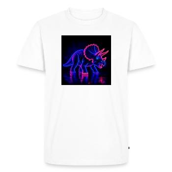 Néon Tricératops Lumière Néon - T-shirt Premium bio Homme - blanc - Devant - Nico (187cm)