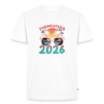 Formentera 2026 - T-shirt Premium bio Homme - blanc - Devant - Nico (187cm)