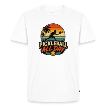 Pickleball All Day Retro Sunset Saying - Men's Premium Organic T-Shirt - white - Front - Nico (187cm)