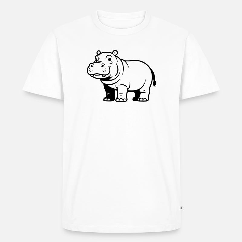 Nilpferd - Männer Premium Bio T-Shirt - Weiß