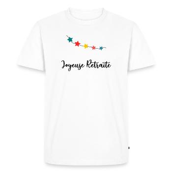 RETRAITE. RETRAITE. RETRAITEE. RETRAITE - T-shirt Premium bio Homme - blanc - Devant - Nico (187cm)